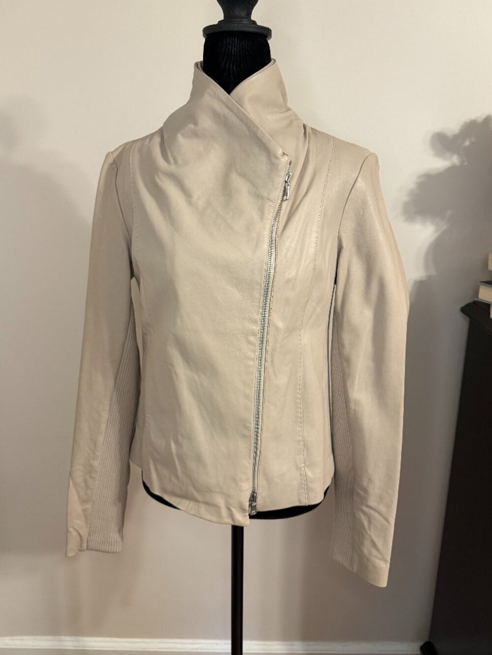 Vince Genuine Leather Asymmetrical Zip Jacket – Size Medium